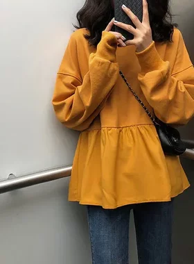 纯色宽松女装休闲卫衣秋季2025韩版潮女新款上衣T恤显瘦长袖