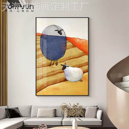网红代简约玄客关装饰画抽象艺术餐厅壁画丰收古复美挂现式厅背景