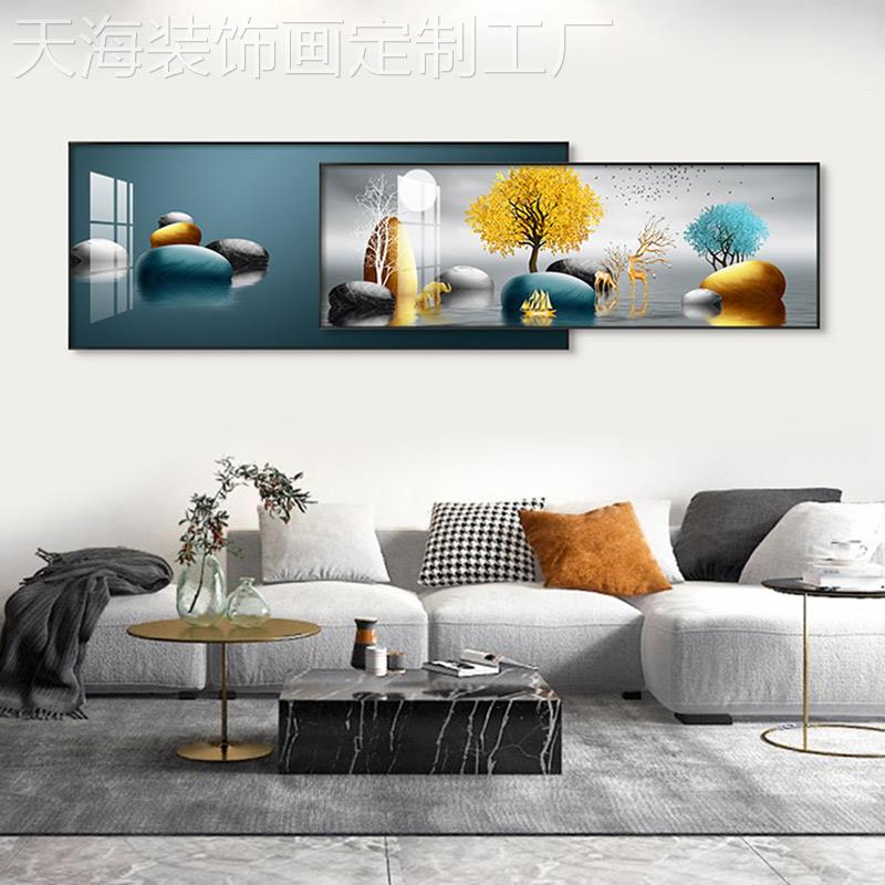 网红轻奢晶瓷画画客厅装饰画画沙卧发景墙画挂画画钻大背气壁镶画图片