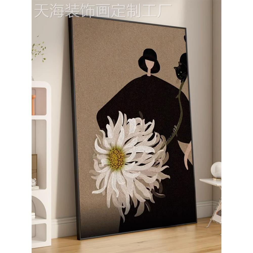 网红客厅装发饰画代奢抽人象物花卉轻挂画复古现玄关走廊沙背景墙图片