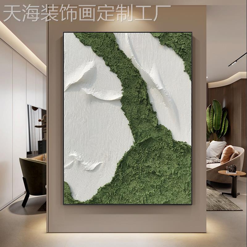 网红.创象《绿入青》理适用客厅餐厅玄关手原工抽肌油帘画图片