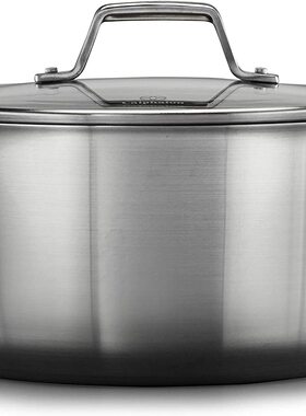 美国代购Calphalon Premier 不锈钢汤锅3层复合结构 6夸脱 玻璃盖