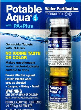美国代购Potable Aqua Water Purification Tablets 水净化片2瓶