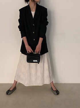 2024春秋季新款nini麻料西装宽松单排扣宽松休闲西装外套均码女