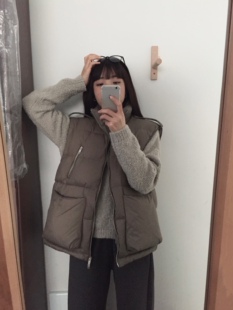 女 insist立领拉链90白鸭绒背心口袋马甲宽松均码 秋冬新品 韩版