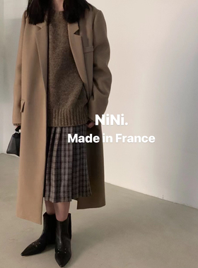 新品nini简约经典翻领气质长款后开叉西装外套均码现货