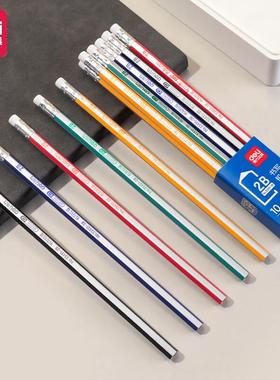 得力33431皮头抽条10支装六角杆铅笔 (HB/2B)(10支/盒)