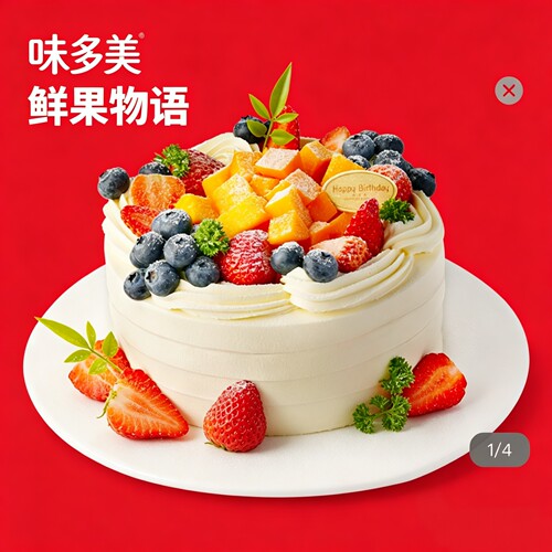 味多美蛋糕代订鲜果物语鲜奶蛋糕提货券动物奶油蛋糕券北京河北用
