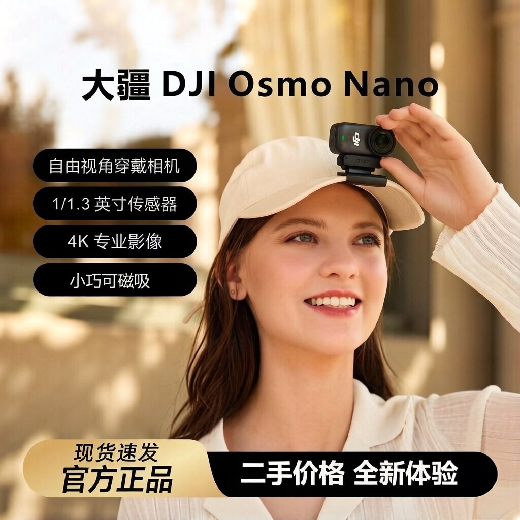 大疆 DJI Osmo Nano穿戴运动相机Vlog学生骑行亲子拍照4K拇指相机图片