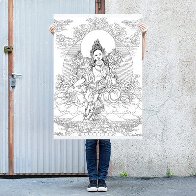 纯棉油画布西藏热贡唐卡描金线稿