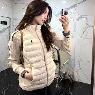 韩系减龄立领无袖棉服马甲外套长袖针织上衣女冬设计感新款两件套