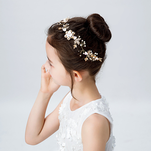 女童演出走秀头饰儿童手工双头插梳花朵发箍发梳饰品婚礼花童发饰