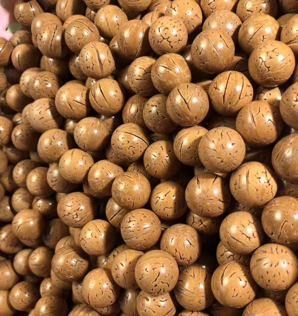 手工diy打磨桃核光珠文玩饰品配件菩提星月金刚配珠脑纹正圆珠子