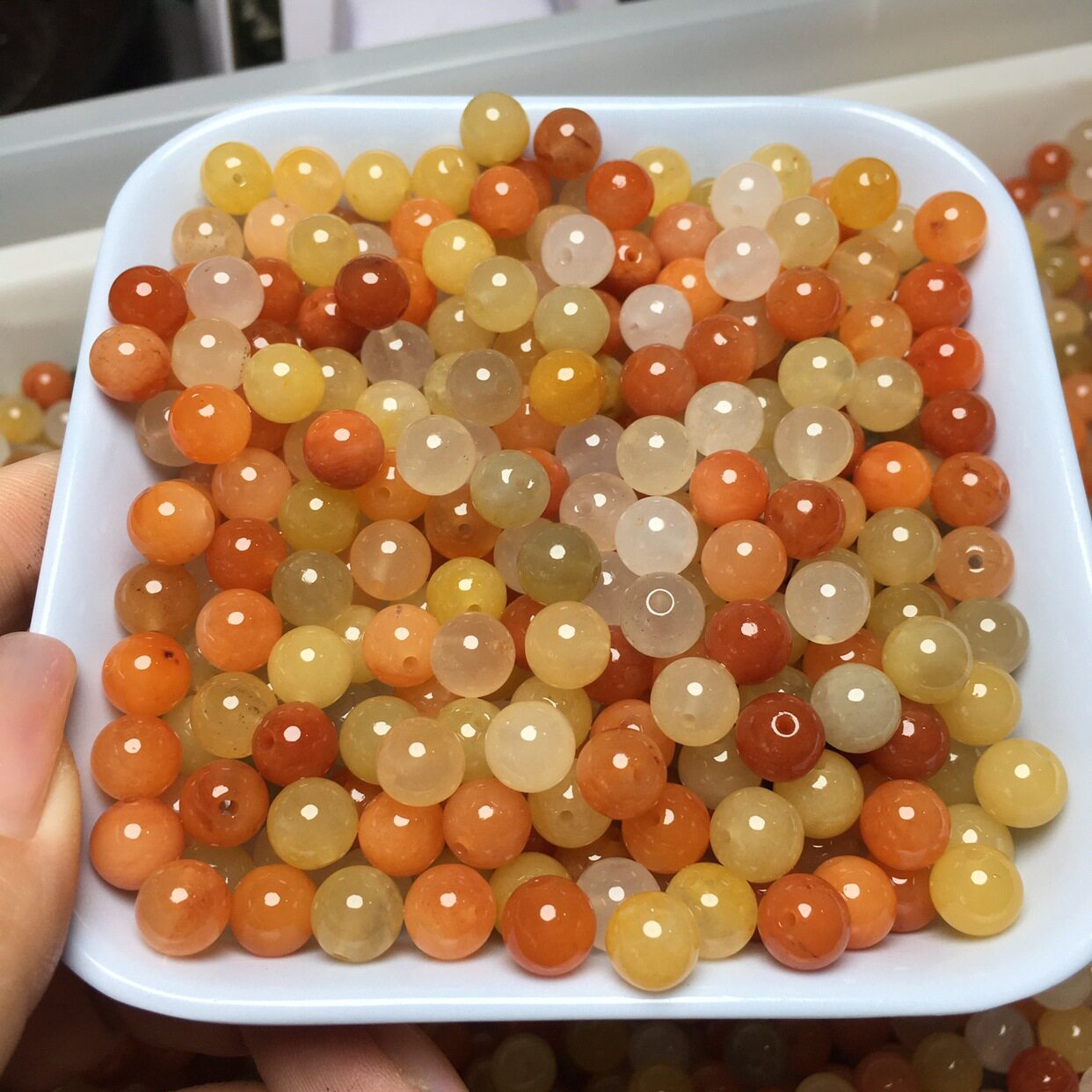 天然手串女款单圈玉石珠子散手链饰品礼物送女友闺蜜礼物黄玉珠子