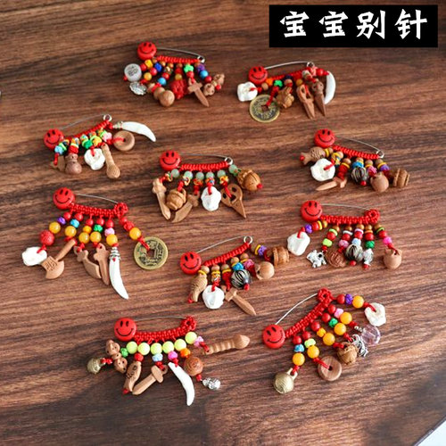 手工编织雕刻儿童母婴红绳别针