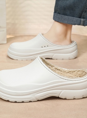 41-43大码女护士棉拖鞋保暖厚底防滑ICU值班医院医生白色包头拖鞋