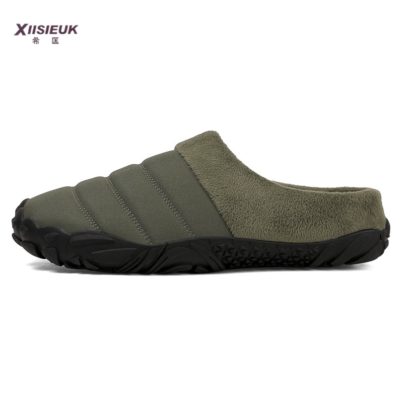 棉拖鞋男士冬季保暖2025新款4546大码老人爸爸居家外穿加绒半拖鞋