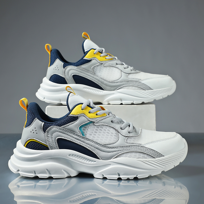 夏季男士青少年白色运动鞋透气薄款网面中学生休息远动跑步鞋45码