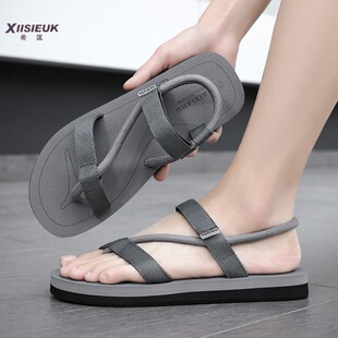 45码男士人字拖夏季外穿三亚度假夹趾一字编织带日系凉拖开车拖鞋
