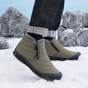 大码男鞋冬季雪地靴男士防水加绒保暖加厚大棉鞋男款中年爸爸鞋子