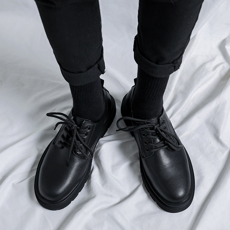 38码青少年皮鞋男士百搭正装礼服结婚潮流真皮不臭脚学生演出皮鞋