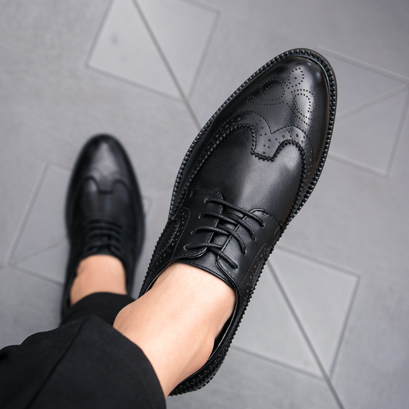 夏季布洛克皮鞋男夏天韩版英伦雕花男鞋男士西装新郎结婚礼伴郎鞋
