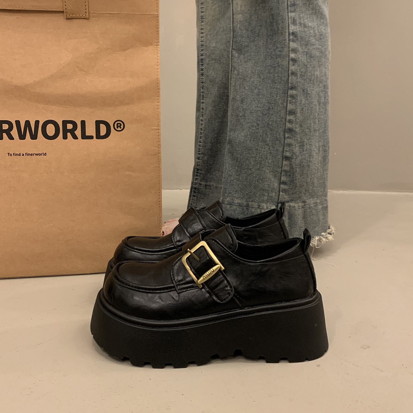 英伦黑色厚底增高小皮鞋女法式松糕单鞋2025新款秋冬玛丽珍乐福鞋,女鞋,深口单鞋,淘宝优惠券,粉丝福利购,淘宝优惠卷