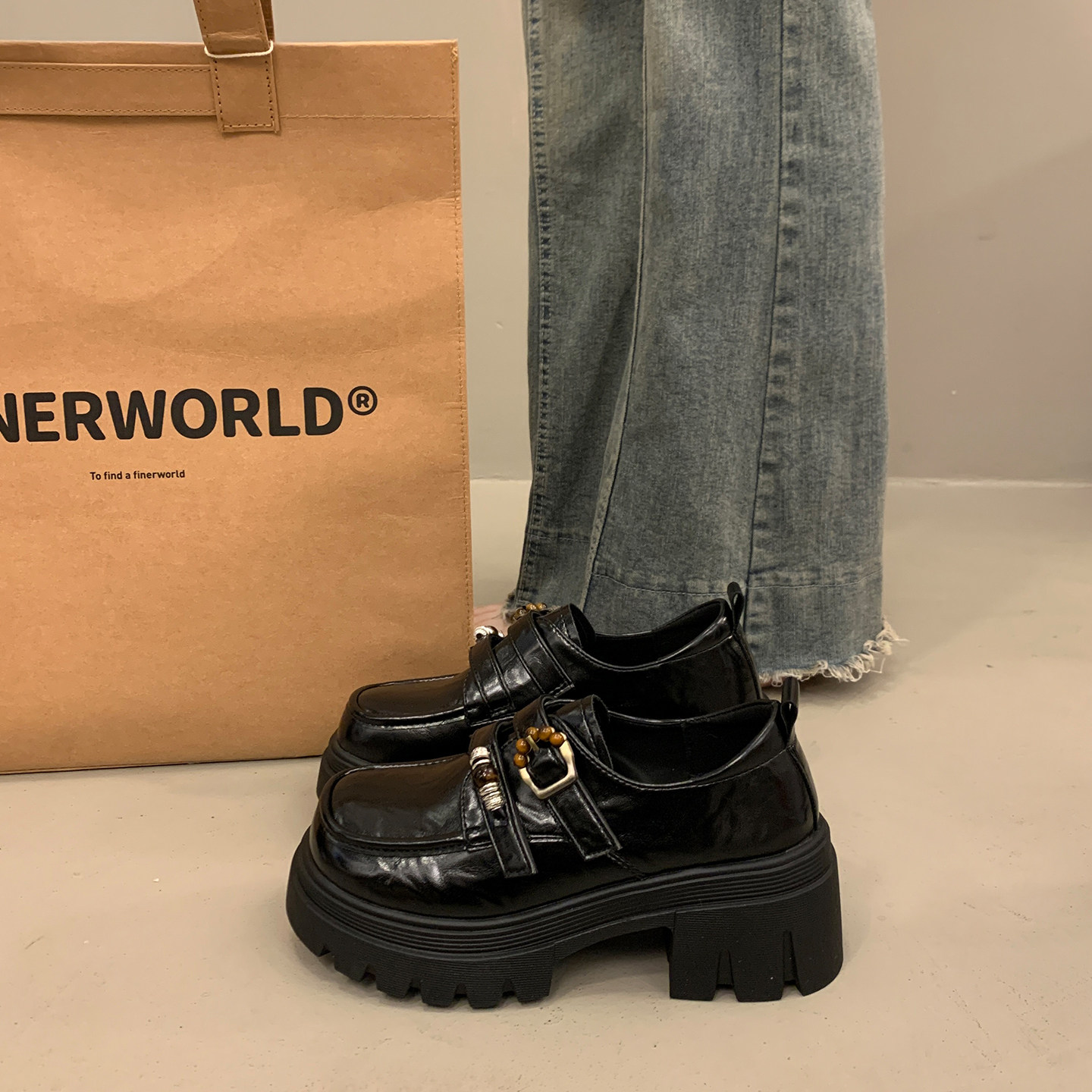 英伦百搭增高厚底小皮鞋女法式深口单鞋2025新款秋冬乐福玛丽珍鞋,女鞋,深口单鞋,淘宝优惠券,粉丝福利购,淘宝优惠卷