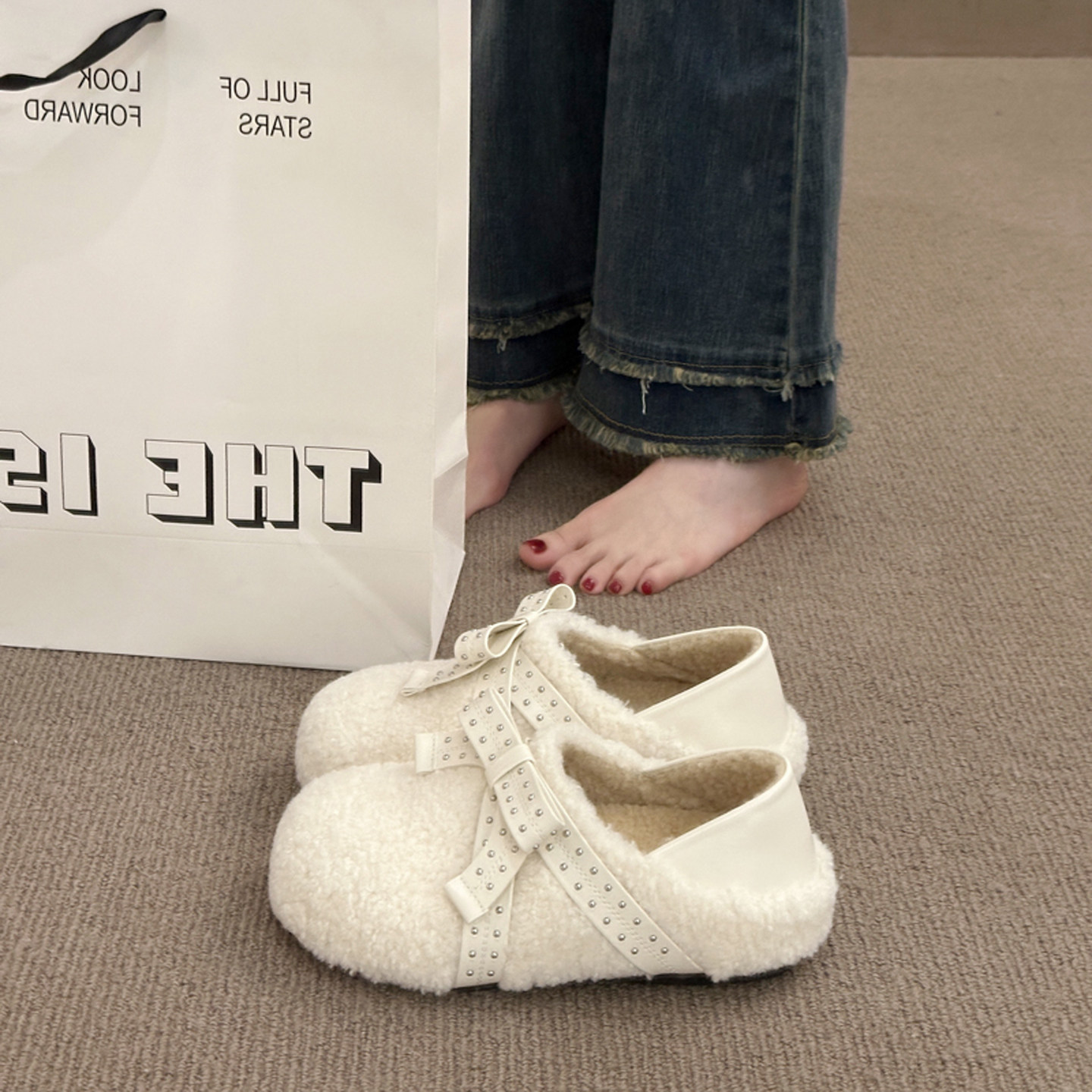 气质平底深口单鞋女加绒勃肯鞋2025新款爆款秋冬一脚蹬玛丽珍棉鞋,女鞋,深口单鞋,淘宝优惠券,粉丝福利购,淘宝优惠卷