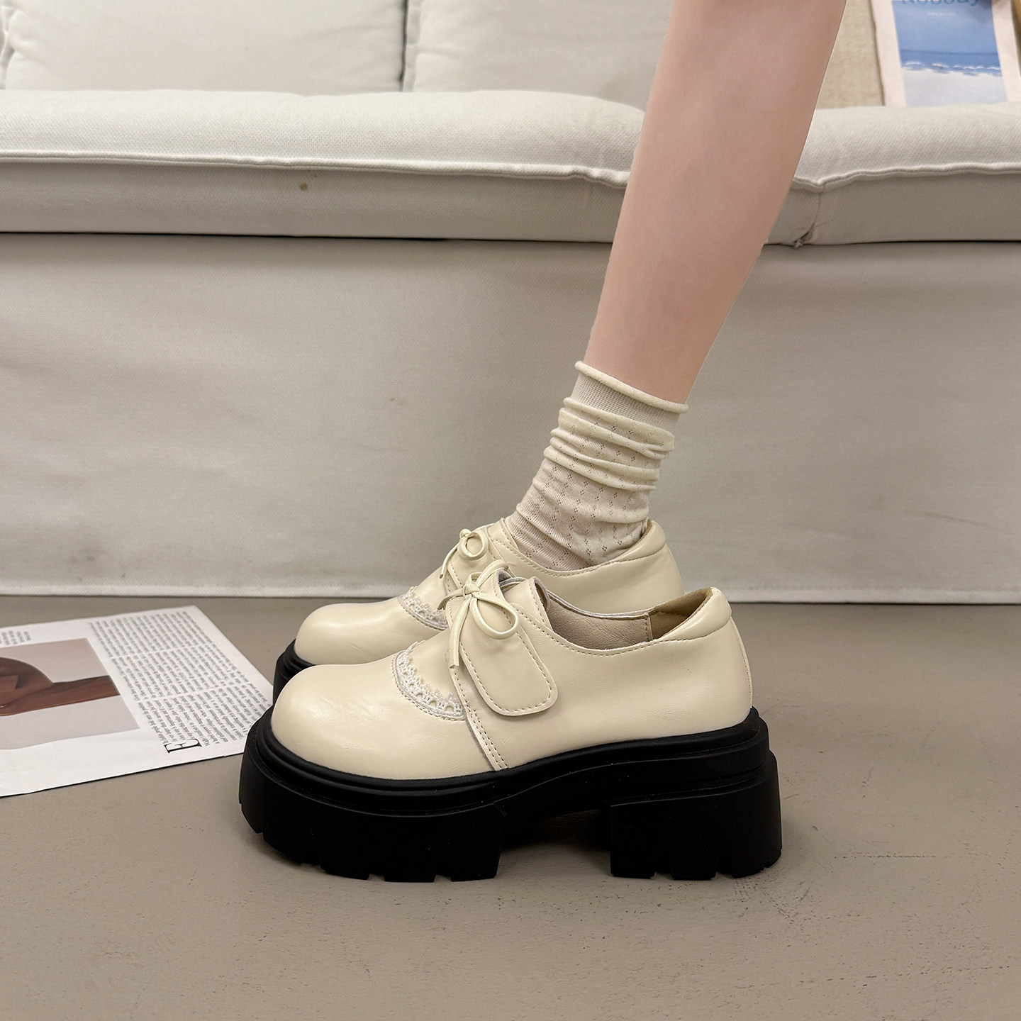 百搭英伦厚底增高小皮鞋女配裙子绝美单鞋2026新款春秋季玛丽珍鞋,女鞋,深口单鞋,淘宝优惠券,粉丝福利购,淘宝优惠卷