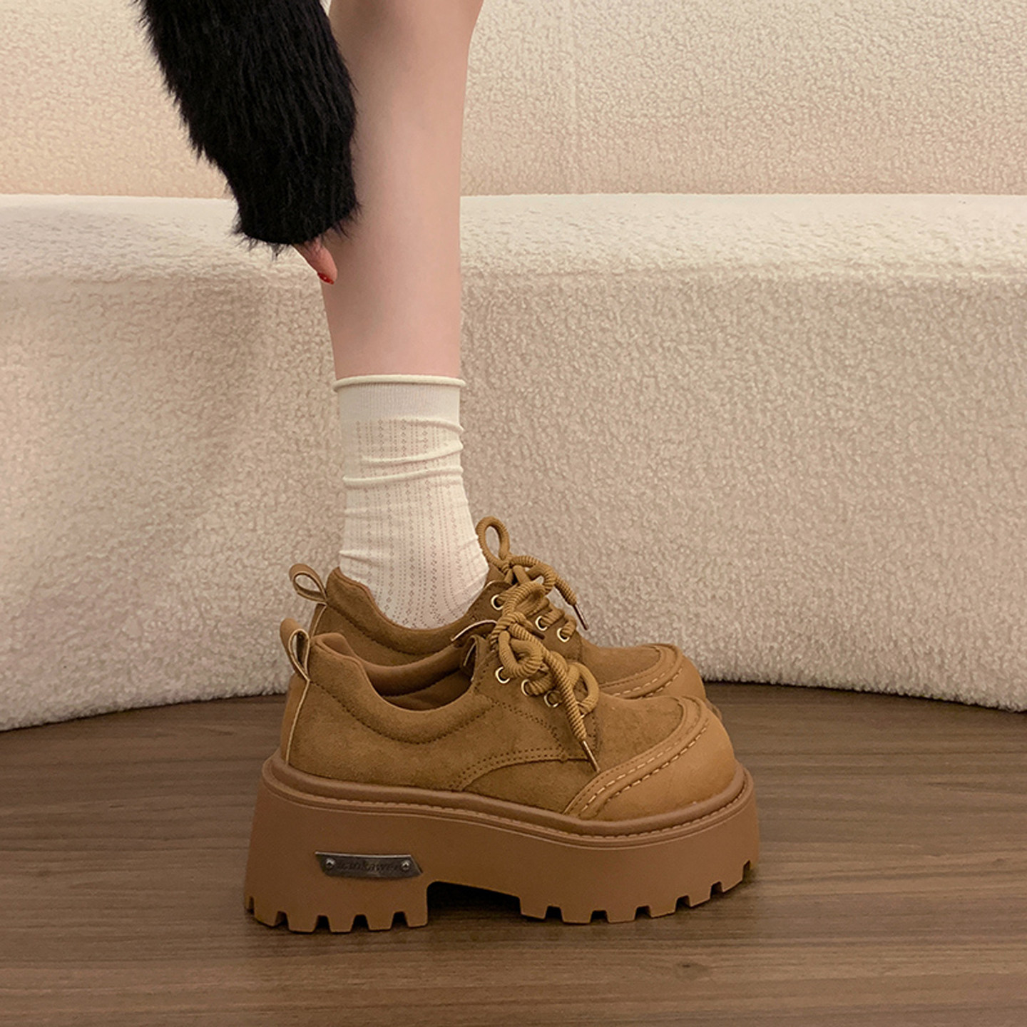 法式厚底深口单鞋女春季百搭配裙子2026新款勃肯鞋系带复古小皮鞋,女鞋,深口单鞋,淘宝优惠券,粉丝福利购,淘宝优惠卷