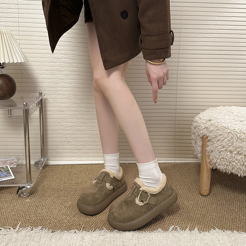 圆头增高单鞋女冬季加厚雪地棉鞋