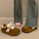 百搭小众厚底加绒板鞋女秋冬二棉鞋2025新款德训鞋运动休闲面包鞋