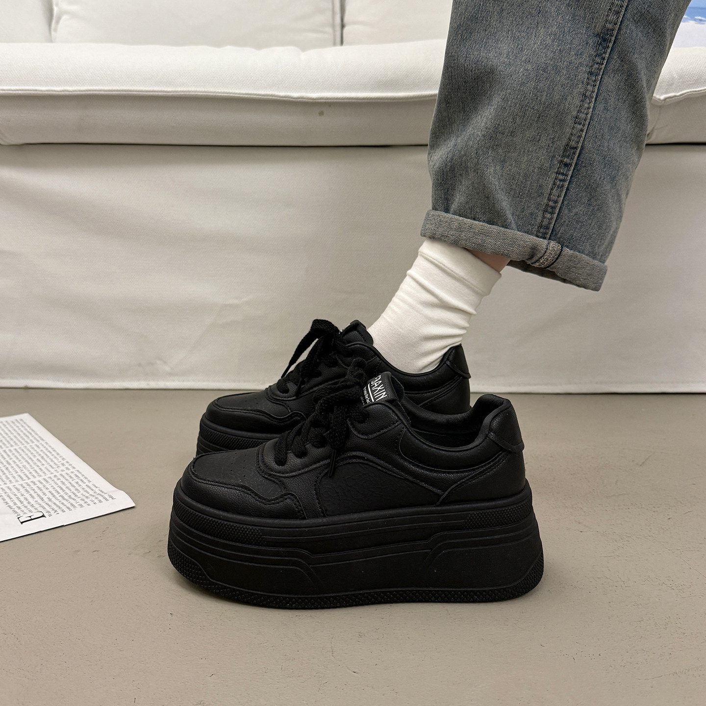 爆款百搭松糕小白鞋厚底增高板鞋女2025超火新款秋冬季运动休闲鞋,女鞋,时尚休闲鞋,淘宝优惠券,粉丝福利购,淘宝优惠卷