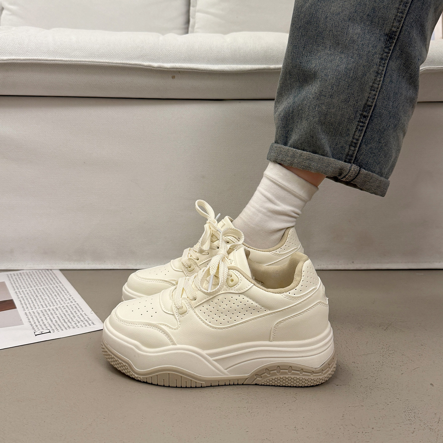 百搭厚底小白鞋女春季爆款小众板鞋2026超火新款内增高运动休闲鞋,女鞋,时尚休闲鞋,淘宝优惠券,粉丝福利购,淘宝优惠卷