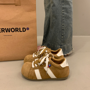 百搭小众厚底板鞋 内增高运动休闲面包鞋 女春季 2026新款 德训鞋 爆款