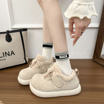 英伦绝美深口单鞋女冬全包博肯鞋