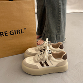 松糕休闲运动面包鞋 爆款 2026新款 春秋季 小众厚底板鞋 女复古德训鞋