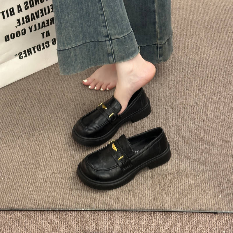 英伦风法式厚底增高深口单鞋女2025新款秋冬超火复古一脚蹬小皮鞋,女鞋,深口单鞋,淘宝优惠券,粉丝福利购,淘宝优惠卷