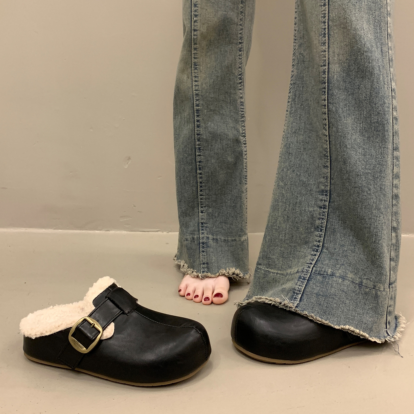 包头拖鞋女冬季高级感博肯穆勒鞋