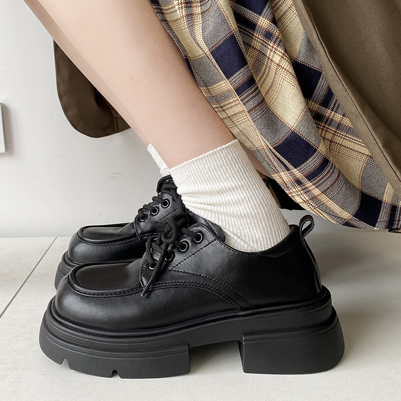 英伦风黑色厚底小皮鞋女增高单鞋2026新款春秋季玛丽珍系带乐福鞋,女鞋,深口单鞋,淘宝优惠券,粉丝福利购,淘宝优惠卷