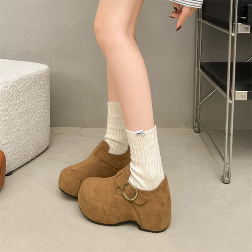 大头复古棕色单鞋女冬季玛丽珍鞋