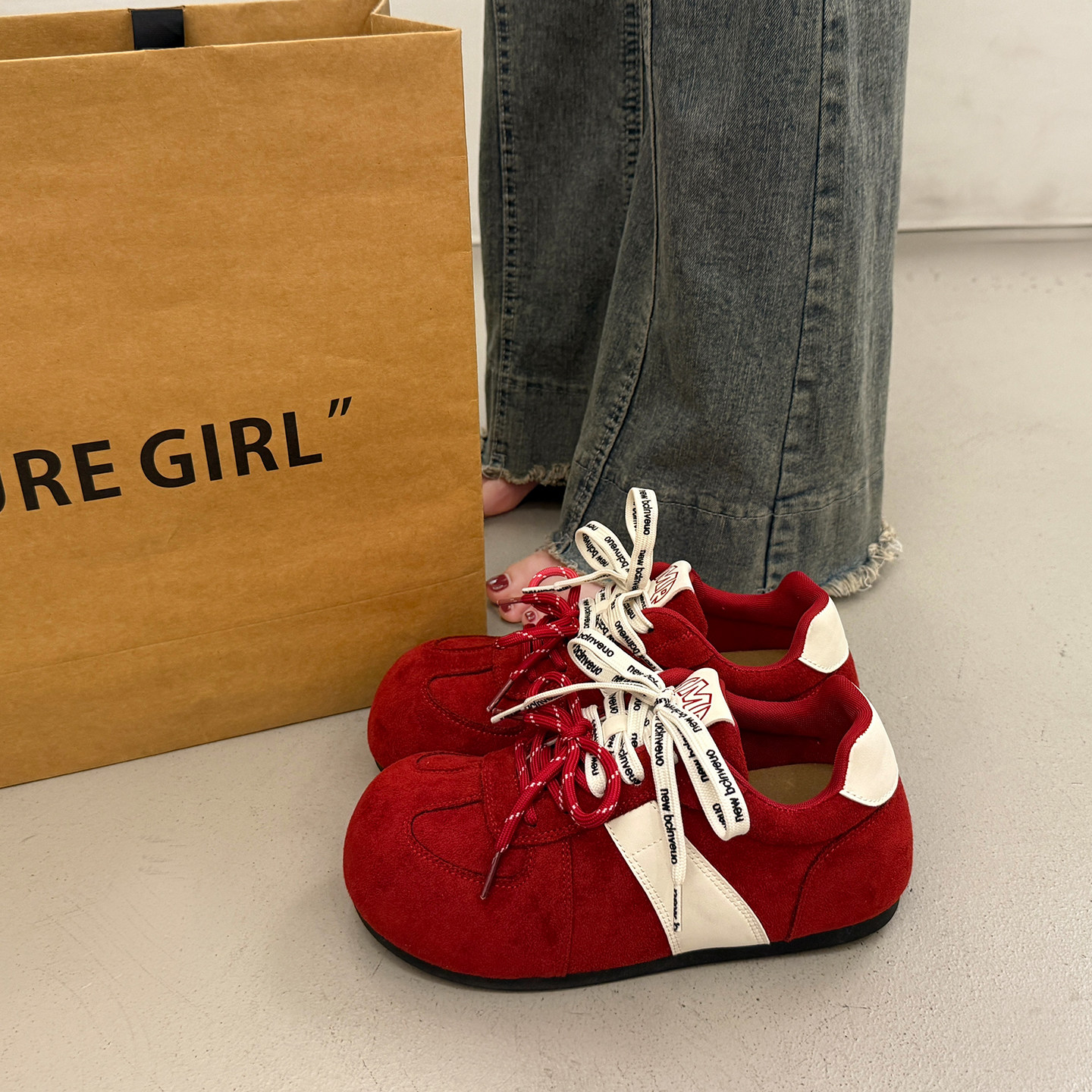 爆款百搭小众厚底板鞋女秋冬德训鞋2025新款内增高运动休闲面包鞋,女鞋,时尚休闲鞋,淘宝优惠券,粉丝福利购,淘宝优惠卷