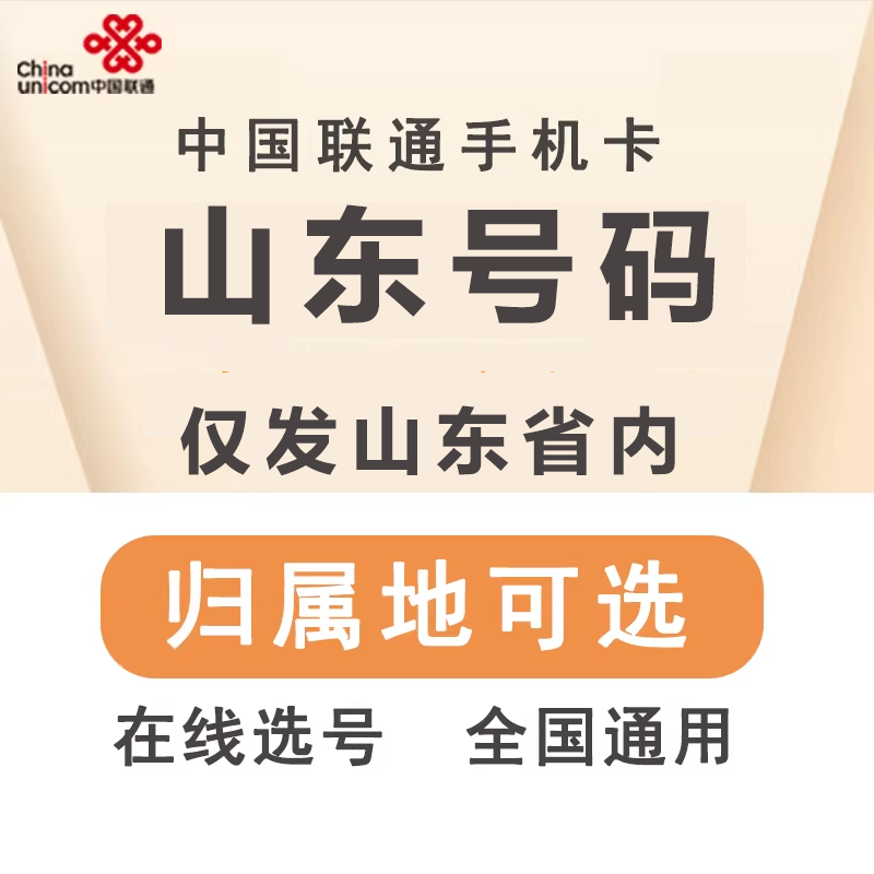 中国联通 山东济南东营潍坊日照手机卡大王卡电话卡流量卡低月租