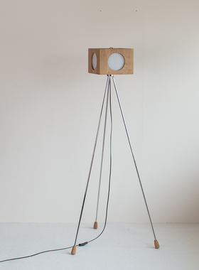 山河即木 A-Dai北欧中古落地灯 氛围樱桃木不锈钢led书房卧室客厅