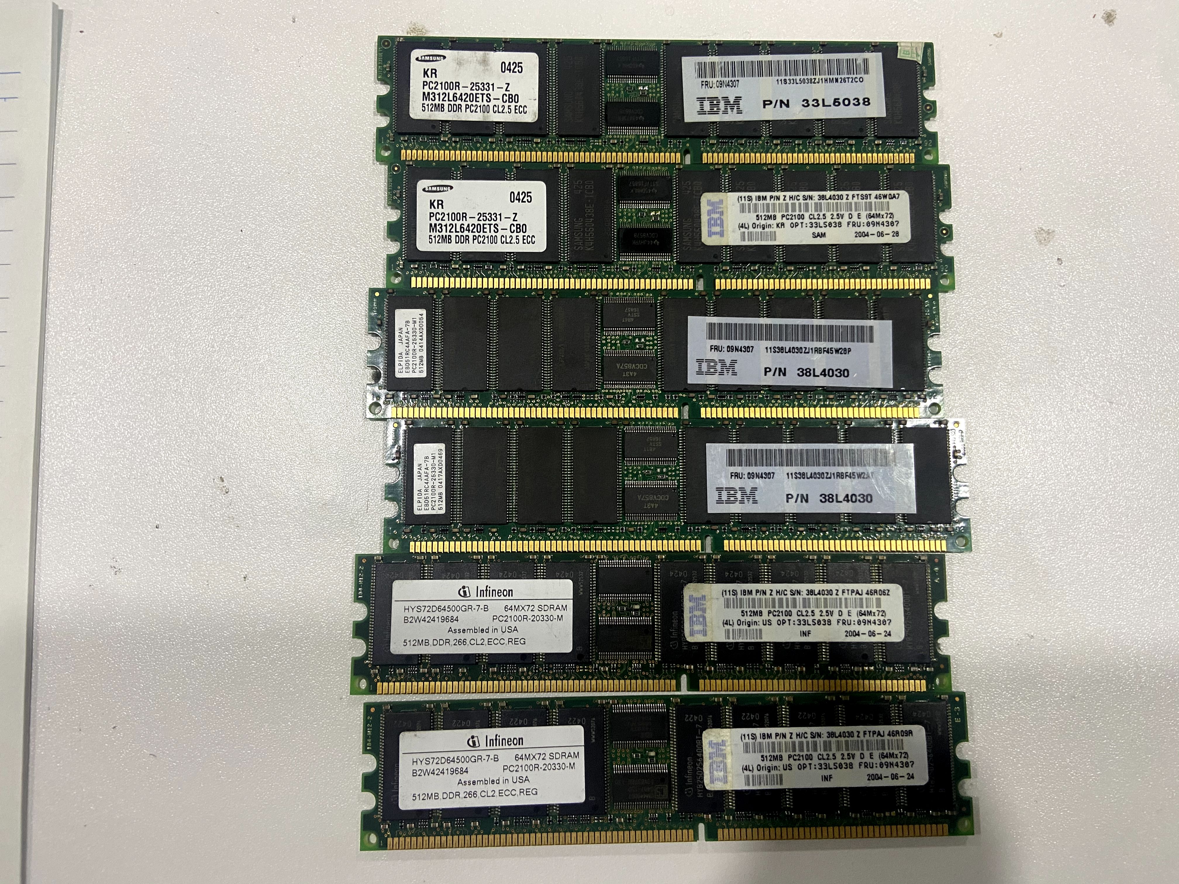 IBM 512MB PC2100 DDR266服务器内存 33L5038 38L4030 09N4307