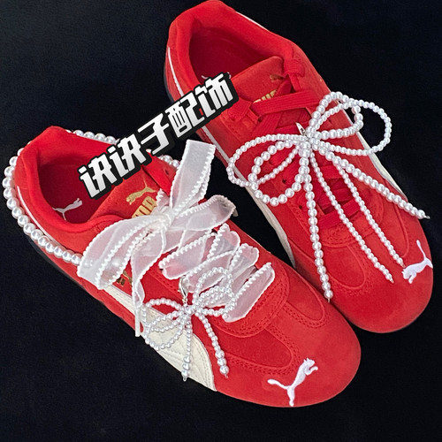 诀诀子韩系芭蕾风白色珍珠鞋扣