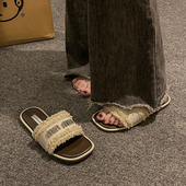 女夏季 外穿2025新款 厚底沙滩凉鞋 凉拖鞋 时尚 大牌平底小香风一字拖