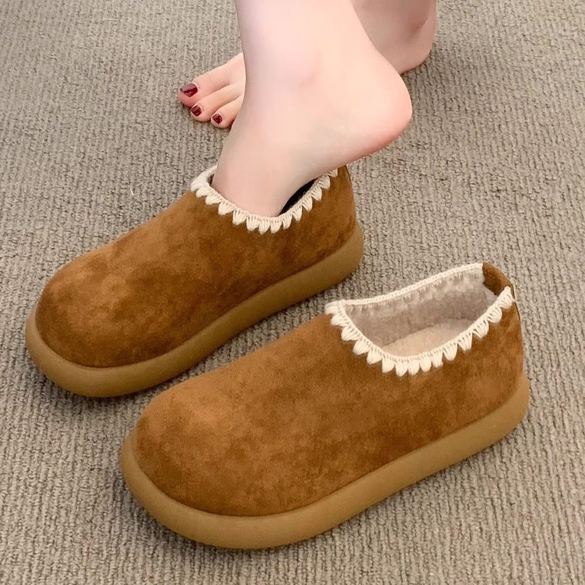 全包小土豆勃肯鞋女2025冬季新款爆款一脚蹬雪地靴豆豆鞋加绒棉鞋,女鞋,棉鞋,淘宝优惠券,粉丝福利购,淘宝优惠卷