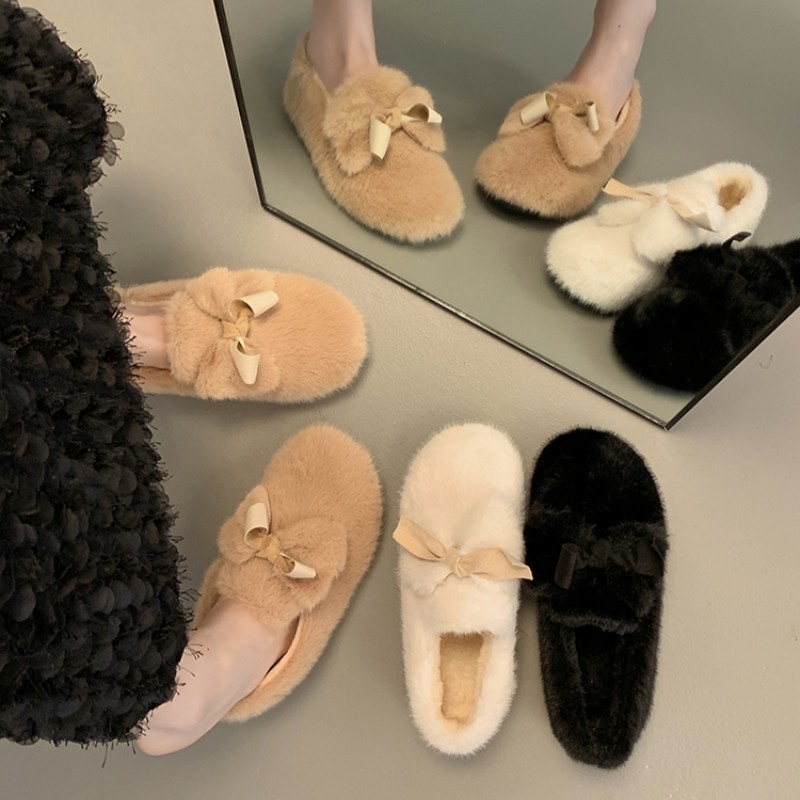 一脚蹬白色毛绒仙女毛毛鞋子女2025新款秋冬季外穿加绒孕妇豆豆鞋,女鞋,乐福鞋（豆豆鞋）,淘宝优惠券,粉丝福利购,淘宝优惠卷